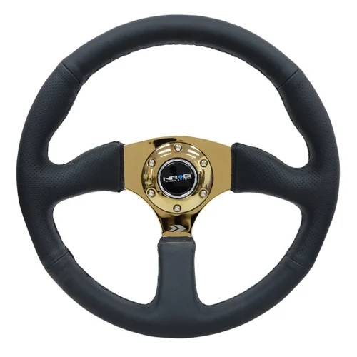 Volante de cuero inspiracion JDM centro gold - RST-023GD-R