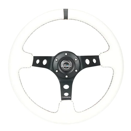 Volante 35cm de cuero - RST-006BK-WT-B
